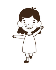 silhouette of baby girl standing smiling on white background