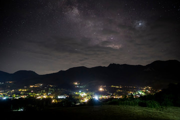 Milky Way and Jupiter over the village of Lagich