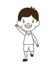 silhouette of baby boy standing smiling on white background