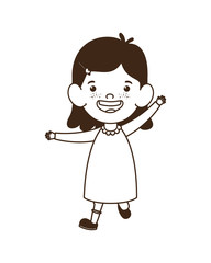 silhouette of baby girl standing smiling on white background