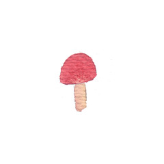 A small fungus that grew after the rain at the edge of the forest. Hand-drawn watercolor illustration
