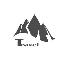 Vector landscape icon, mountains close up - travel and tourism. Logo design with mountains for the company - a business idea