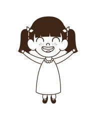 silhouette of baby girl standing smiling on white background