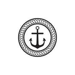 Ship anchor logo design vector template