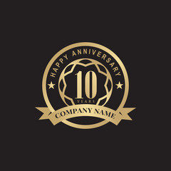 Fototapeta premium Celebrating 10th years anniversary logo design vector template