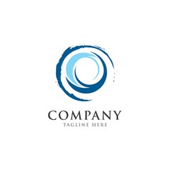 Obraz premium Blue wave logo design.Abstract circle logo design vector template 