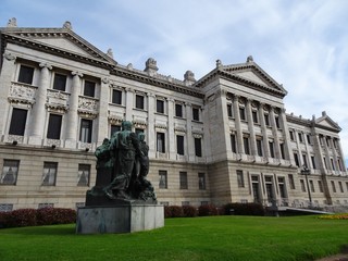 Fototapeta na wymiar The Legislative Palace is the seat of the Legislative Power of Uruguay.