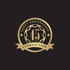 Celebrating 45th years anniversary logo design vector template
