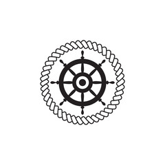 Anchor ship with circle rope logo design vector template