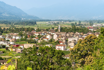 View of Cugnasco village of the district of Locarno, Ticino, Switzerland.