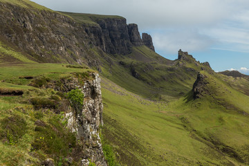 View of the Quiraing Mountains on the Isle of Skye, Scotland.