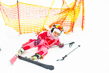 Little girl on snow