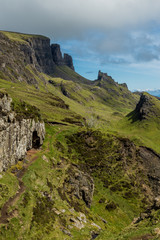 Fototapeta na wymiar View of the Quiraing Mountains on the Isle of Skye, Scotland.