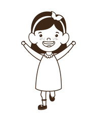silhouette of baby girl standing smiling on white background