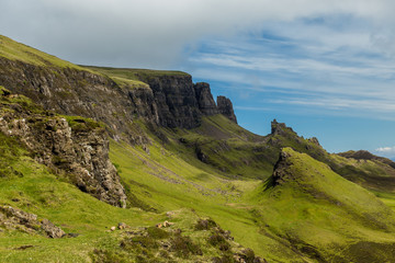 Fototapeta na wymiar View of the Quiraing Mountains on the Isle of Skye, Scotland.