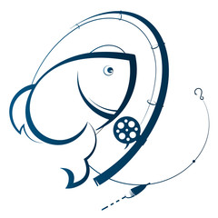 Fishing rod and fish silhouette design