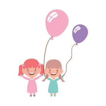 baby girls smiling with helium balloon in hand