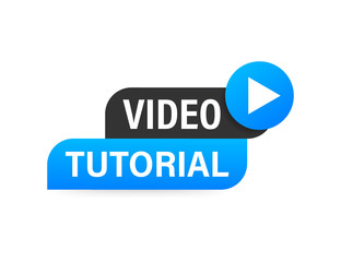 Video tutorials Button, icon, emblem, label. Vector stock illustration - obrazy, fototapety, plakaty