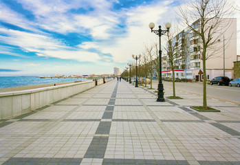 street, embankment covered with paving slabs, in the city of Novorossiysk