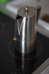 Close Up of Espresso Maker on Cooking Plate