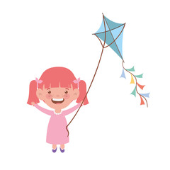 baby girl standing with kite in the hand