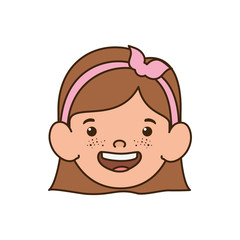 head of baby girl smiling with white background