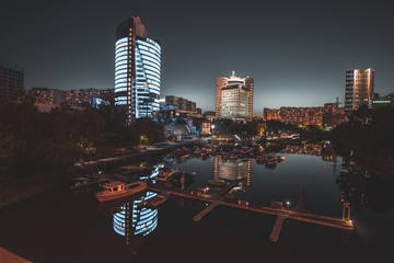 reflection in the river of buildings