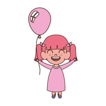 baby girl smiling with helium balloon in hand