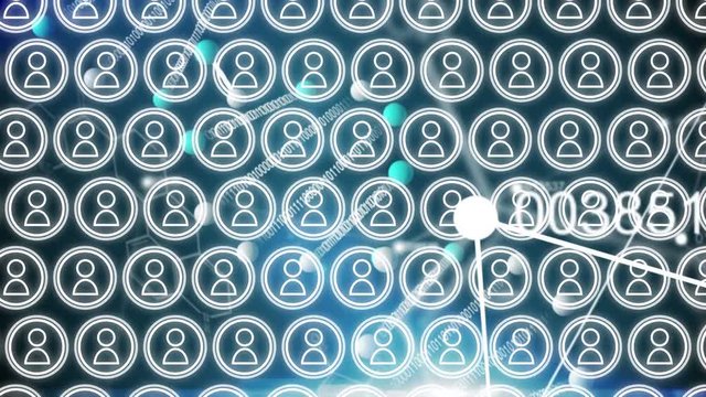 Vector icons of people and binary coding