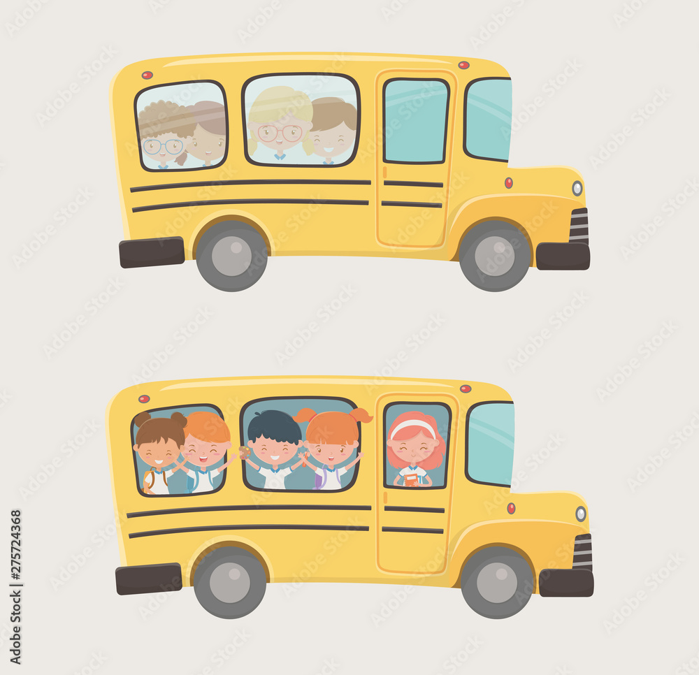 Canvas Prints school bus transport with group of kids