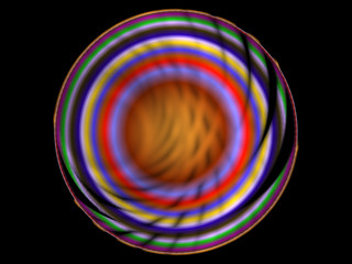 Abstract Background Image, Graphic Illustration Artistic Resource, Lines and Symmetrical Patterns, Glowing Neon Colors. Colorful Repeating Circular Disc Shaped Patterns, Modern Digital Art.