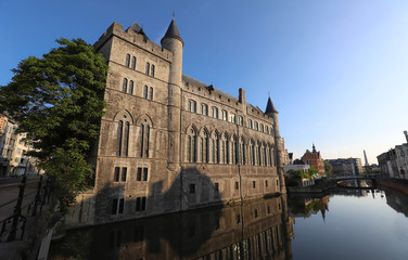 Fototapeta na wymiar Geeraard the Devil is a 13th century gothic architecture building in Ghent, Belgium