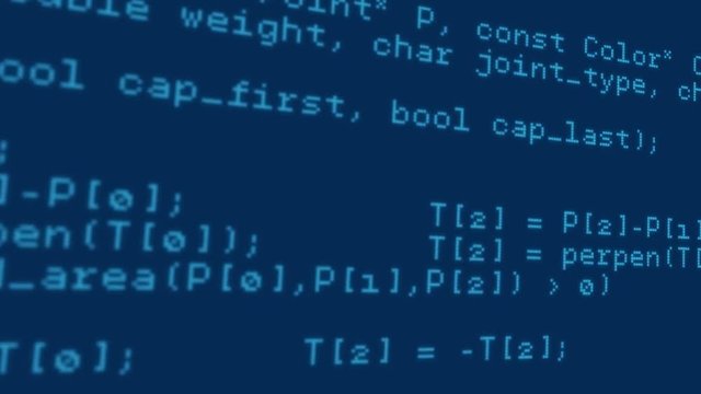 Program codes running on the screen
