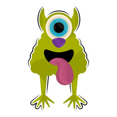 Isolated comic happy monster over a white background - Vector