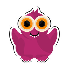 Isolated comic happy monster over a white background - Vector