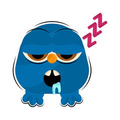 Isolated comic asleep monster over a white background - Vector
