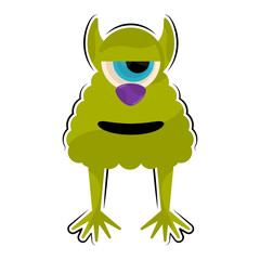 Isolated comic happy monster over a white background - Vector