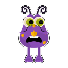 Obraz premium Isolated comic scared monster over a white background - Vector