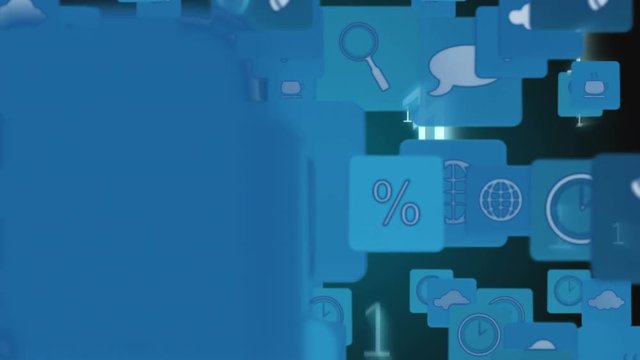 Internet icons and symbols with binary codes
