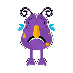 Isolated comic crying monster over a white background - Vector