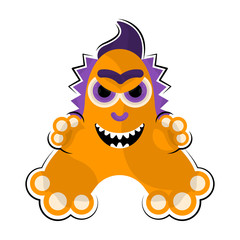 Isolated comic angry monster over a white background - Vector