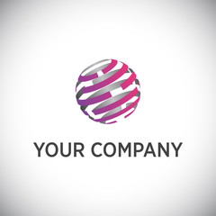Abstract vector logo in sphere shape. Logo for Business, GLobal Technology.