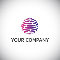 Abstract vector logo in sphere shape. Logo for Business, GLobal Technology.
