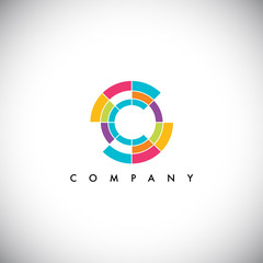 Letter C colorful creative logo concept template, vector illustration