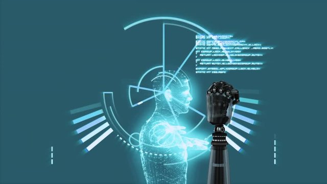 Robotic hand and a digital body with program codes