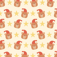 Fototapeta premium baby shower card with little bears heads pattern