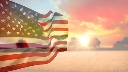 American flag and the sky - Powered by Adobe