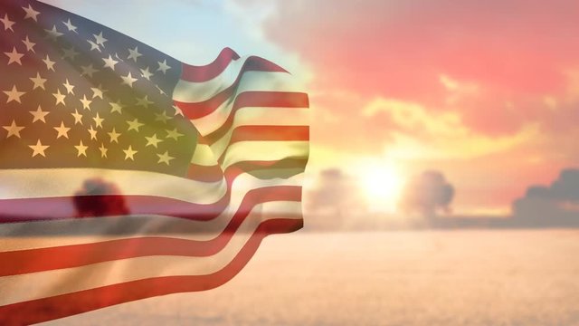 American flag and the sky