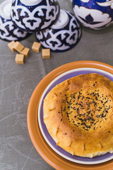 tandoor tortilla lies on the eastern dishes. Eastern tea