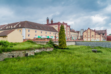 Fototapeta na wymiar TREBON, CZECH REPUBLIC - JUNE 14, 2016: Building of Regent brewery in Trebon.